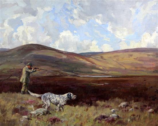 § Peter Biegel (1913-1987) Grouse shooting in the Highlands 16 x 20in.